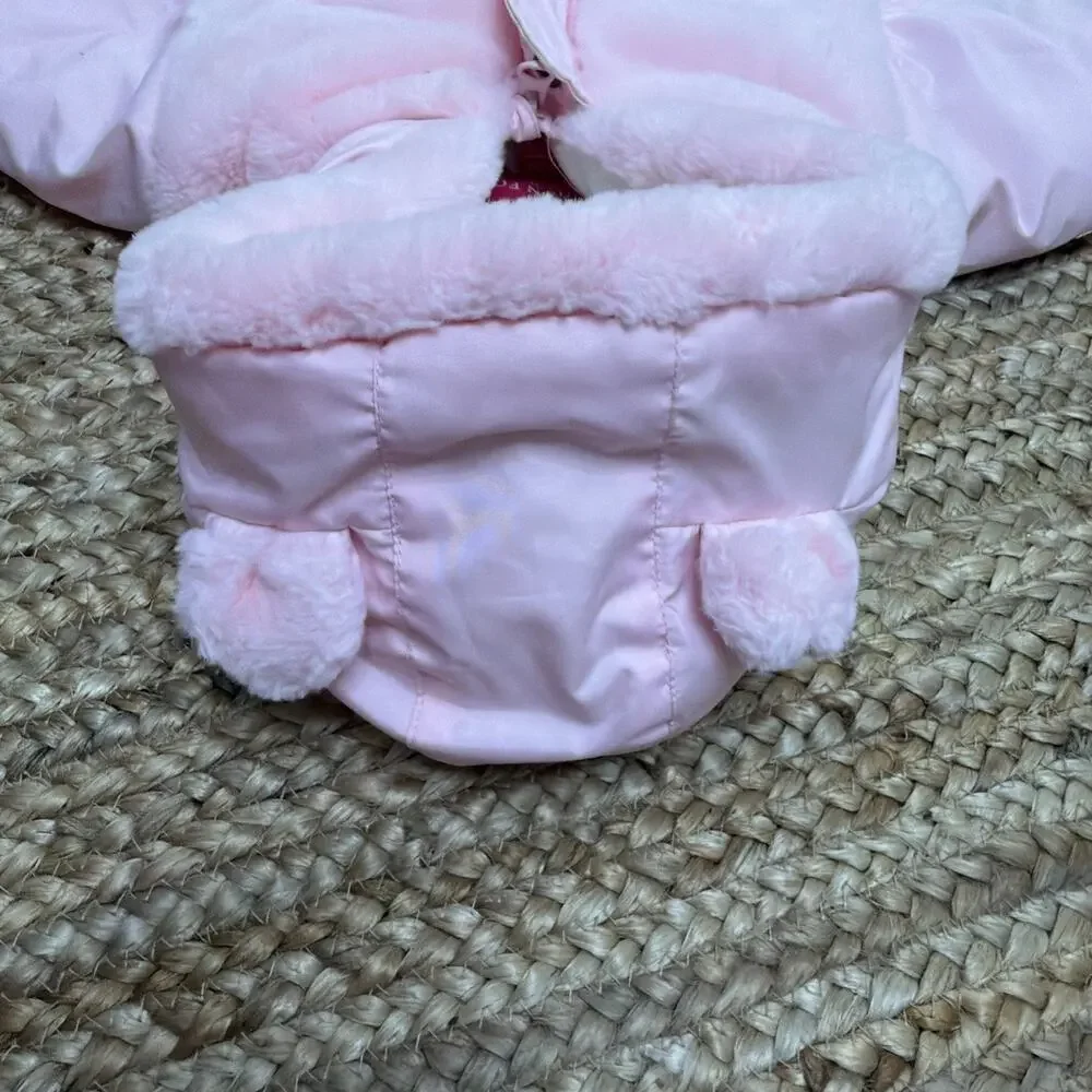 London Fog Vintage Baby Girl Snowsuit size 6-9 month Pink Embroidered Roses Warm